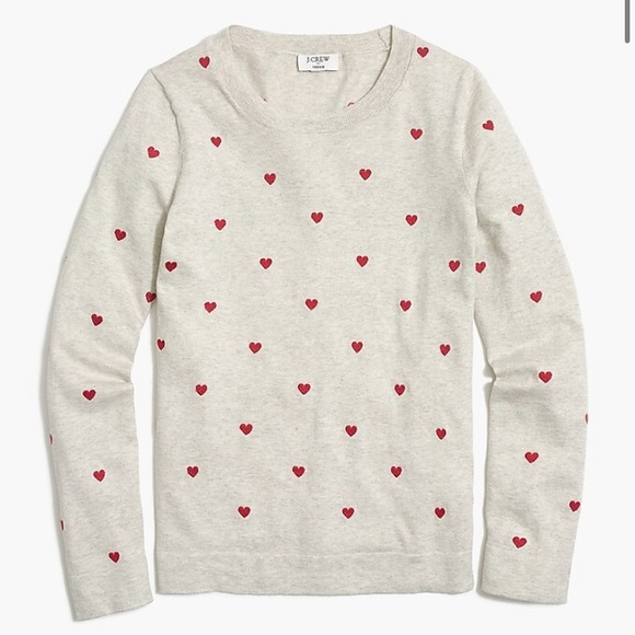 J. Crew Sweaters - J. Crew Factory Embroidered Teddy Sweater Hearts